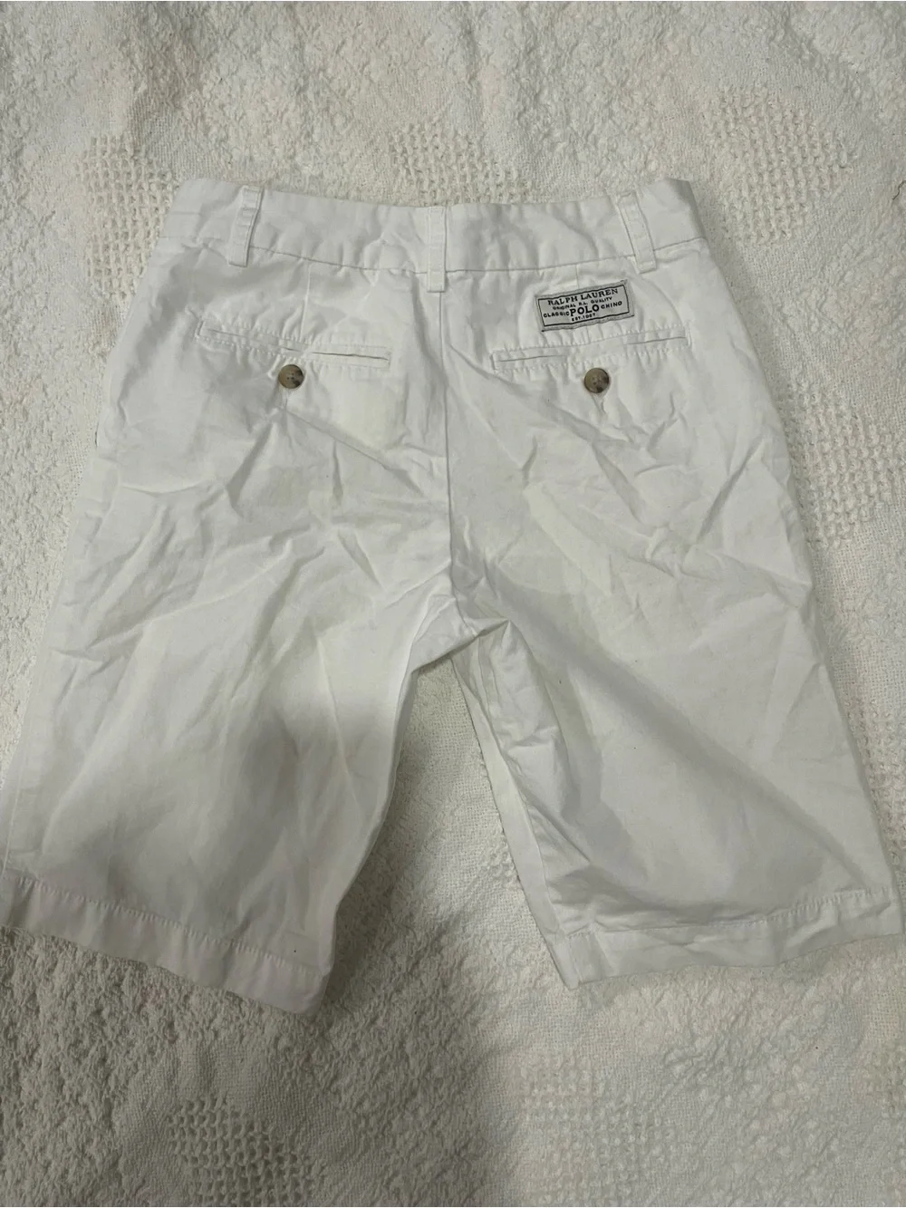 Ralph Lauren White Flat-Front Chino Shorts